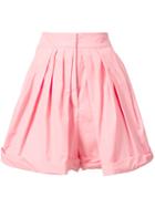Vika Gazinskaya - Pleated Tailored Shorts - Women - Cotton - 40, Pink/purple, Cotton