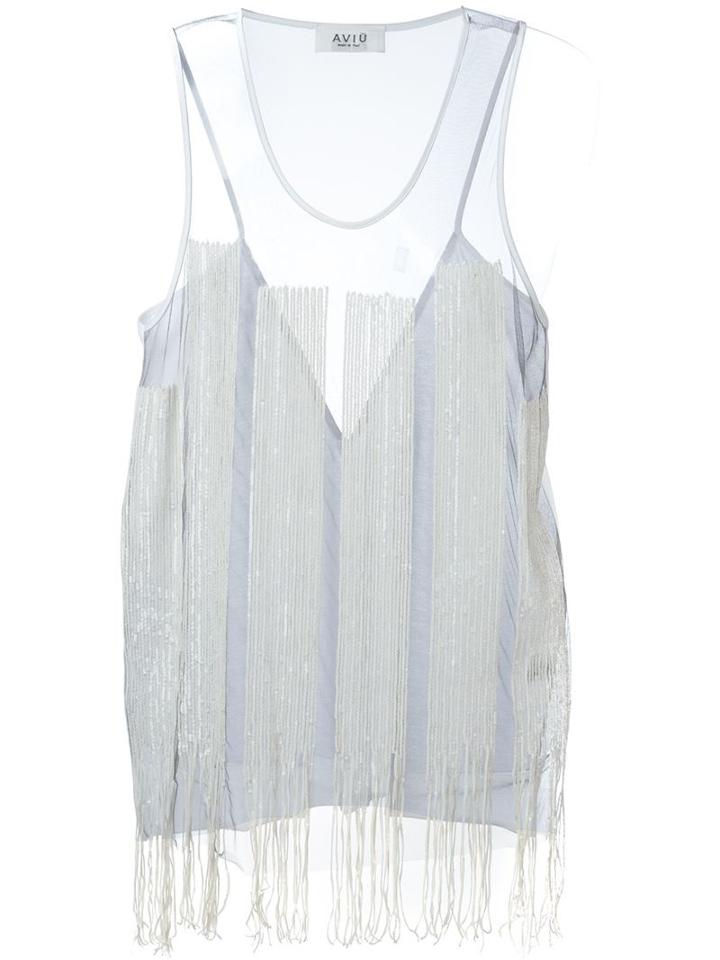 Aviù Fringed Tank Top, Women's, Size: 44, White, Cotton/polyamide
