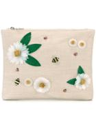 Charlotte Olympia Floral Pouch, Women's, Nude/neutrals, Linen/flax