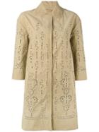 Ermanno Scervino - Broderie Anglaise Coat - Women - Cotton - 46, Nude/neutrals, Cotton