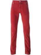 Jacob Cohen Corduroy Slim Trousers, Men's, Size: 34, Red, Cotton/spandex/elastane
