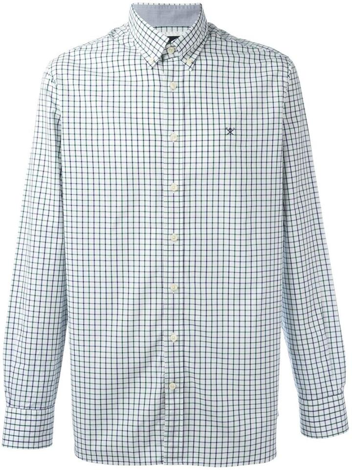 Hackett Plaid Button-down Shirt, Men's, Size: Large, Blue, Cotton