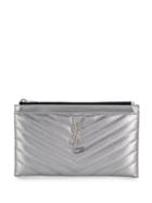 Saint Laurent Monogram Two-part Wallet - Silver