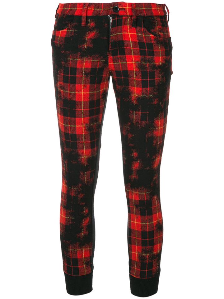 Yohji Yamamoto Vintage Tartan Ribbed Trousers - Red