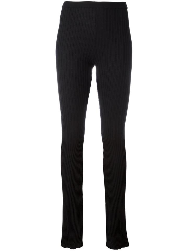 Givenchy Ribbed Long Length Leggings, Women's, Size: Medium, Black, Wool