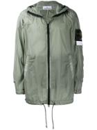 Stone Island Zipped Hooded Jacket - Green