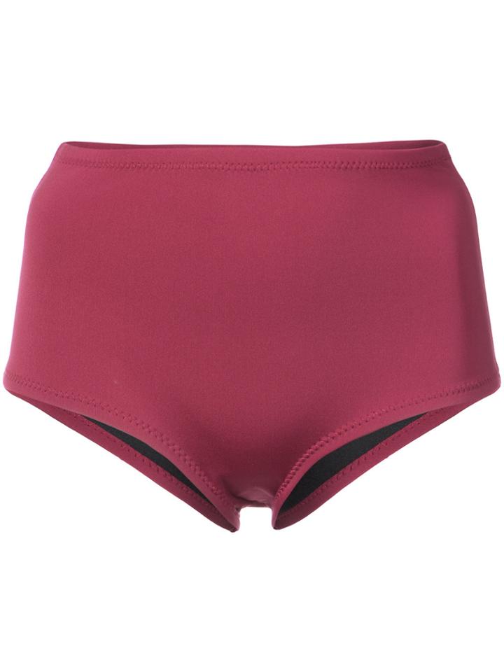 Cynthia Rowley Betty High Waisted Bikini Bottom - Red