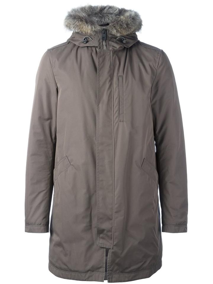 Herno Trim Detail Parka, Men's, Size: 56, Brown, Cotton/polyamide/feather Down