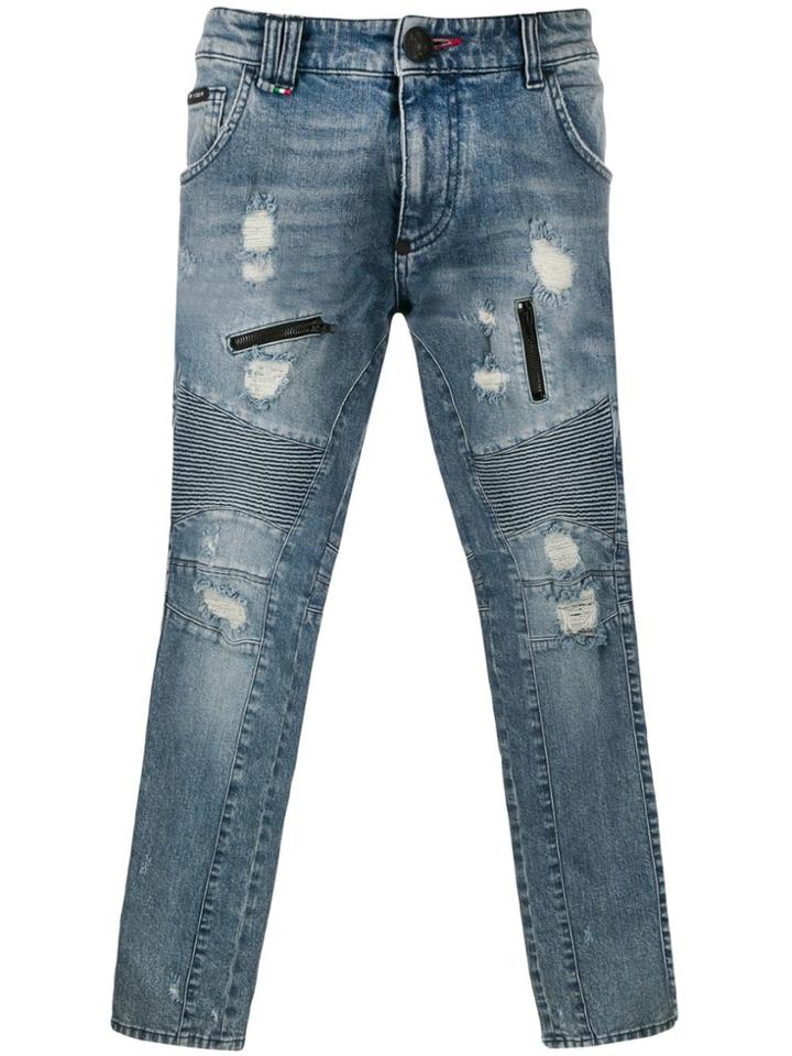 Philipp Plein Biker Statement Slim-fit Jeans - Blue