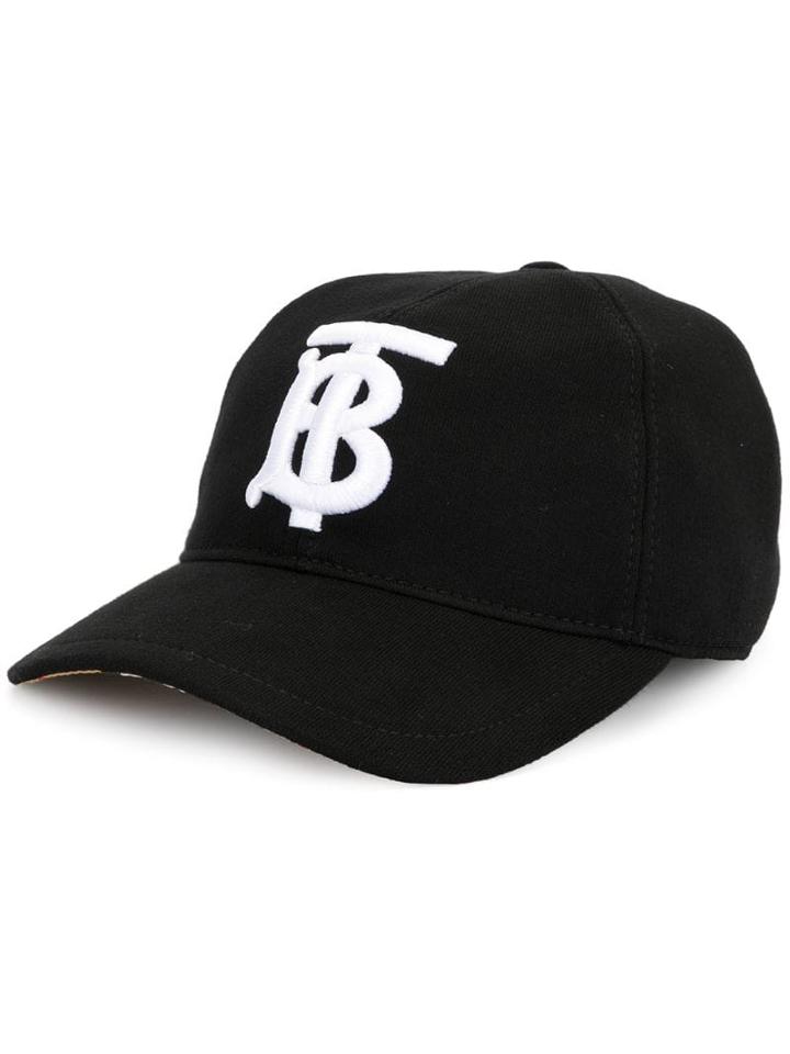 Burberry Embroidered Monogram Baseball Cap - Black