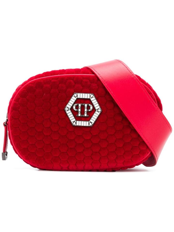 Philipp Plein Logo Zipped Belt Bag - Red