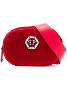 Philipp Plein Logo Zipped Belt Bag - Red