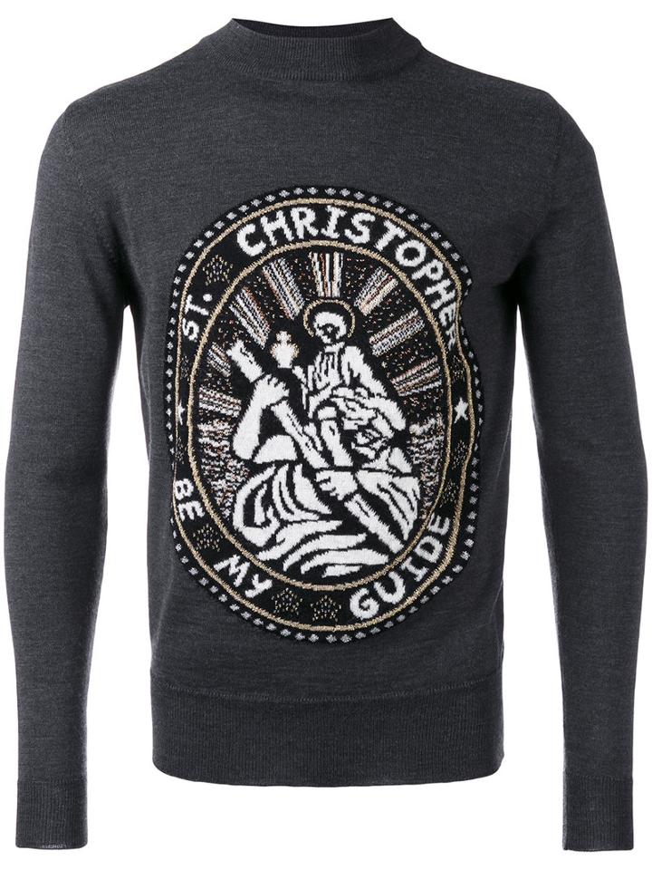 Christopher Kane - Saint Christopher Sweater - Women - Polyamide/polyester/mohair/metallic Fibre - L, Grey, Polyamide/polyester/mohair/metallic Fibre