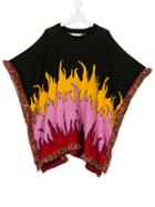 Stella Mccartney Kids Teen Flame Fringed Poncho - Black