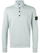Stone Island - Button Collar Sweatshirt - Men - Cotton - L, Grey, Cotton