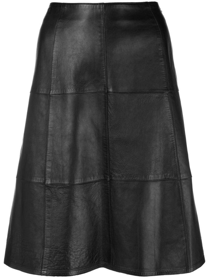 Chanel Vintage A-line Leather Skirt - Black