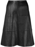 Chanel Vintage A-line Leather Skirt - Black