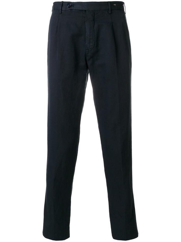 Pt01 Front Pleat Chinos - Blue