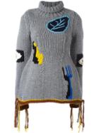 Joseph Hand-knitted Embroidered Jumper, Women's, Size: Xs, Grey, Wool
