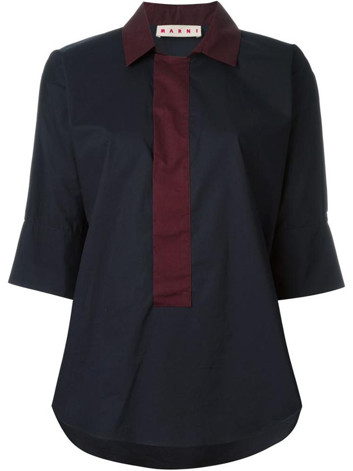 Marni Three-quarter Length Sleeve Shirt, Women's, Size: 38, Blue, Cotton