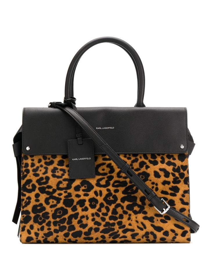 Karl Lagerfeld K/ikon Leopard Top Handle Bag - Black