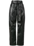 Proenza Schouler Leather Belted Straight Pant - Black