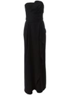 Armani Collezioni Strapless Ruffle Dress, Women's, Size: 42, Black, Polyester