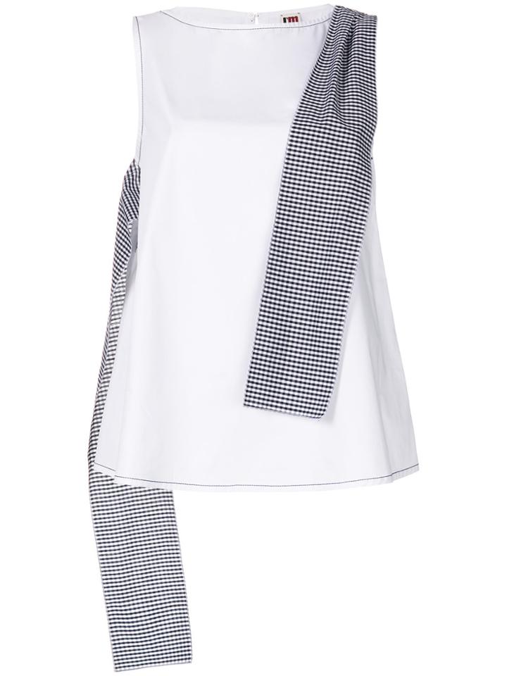 I'm Isola Marras Gingham Panel Sleeveless Blouse - White