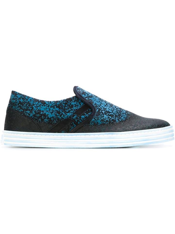 Hogan Rebel Snakeskin Effect Sneakers, Men's, Size: 8.5, Black, Rubber/leather