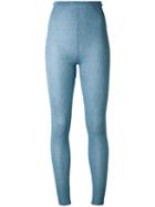 Melampo - Ribbed Knit Leggings - Women - Nylon/polyester - 40, Blue, Nylon/polyester