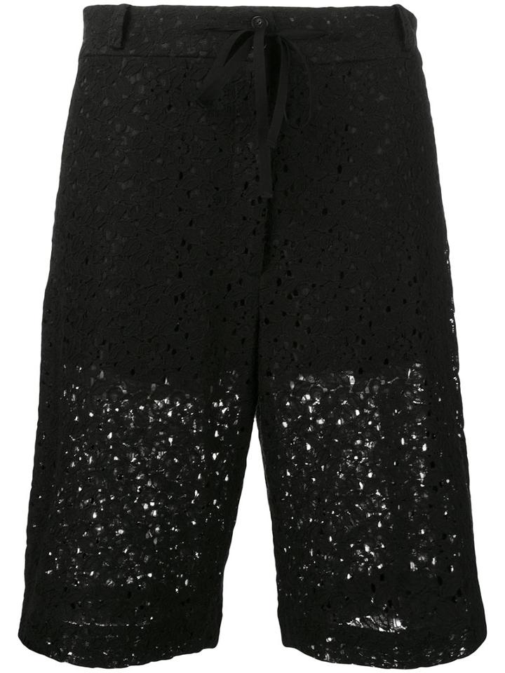 6397 - Floral Long Shorts - Women - Cotton/nylon - Xs, Black, Cotton/nylon