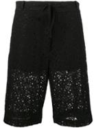 6397 - Floral Long Shorts - Women - Cotton/nylon - Xs, Black, Cotton/nylon