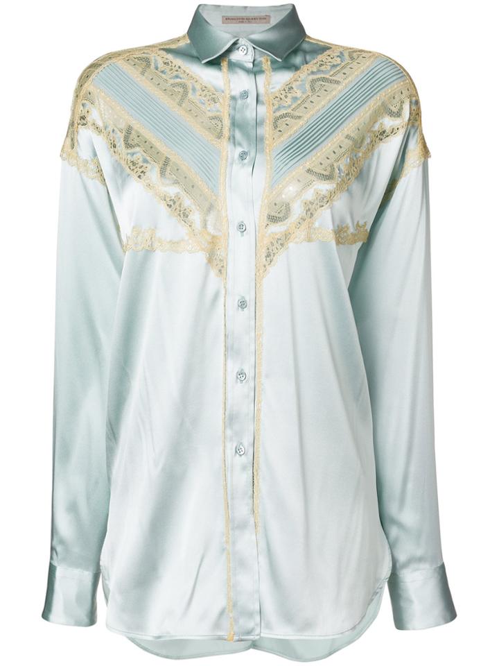 Ermanno Scervino Lace Insert Satin Shirt - Blue