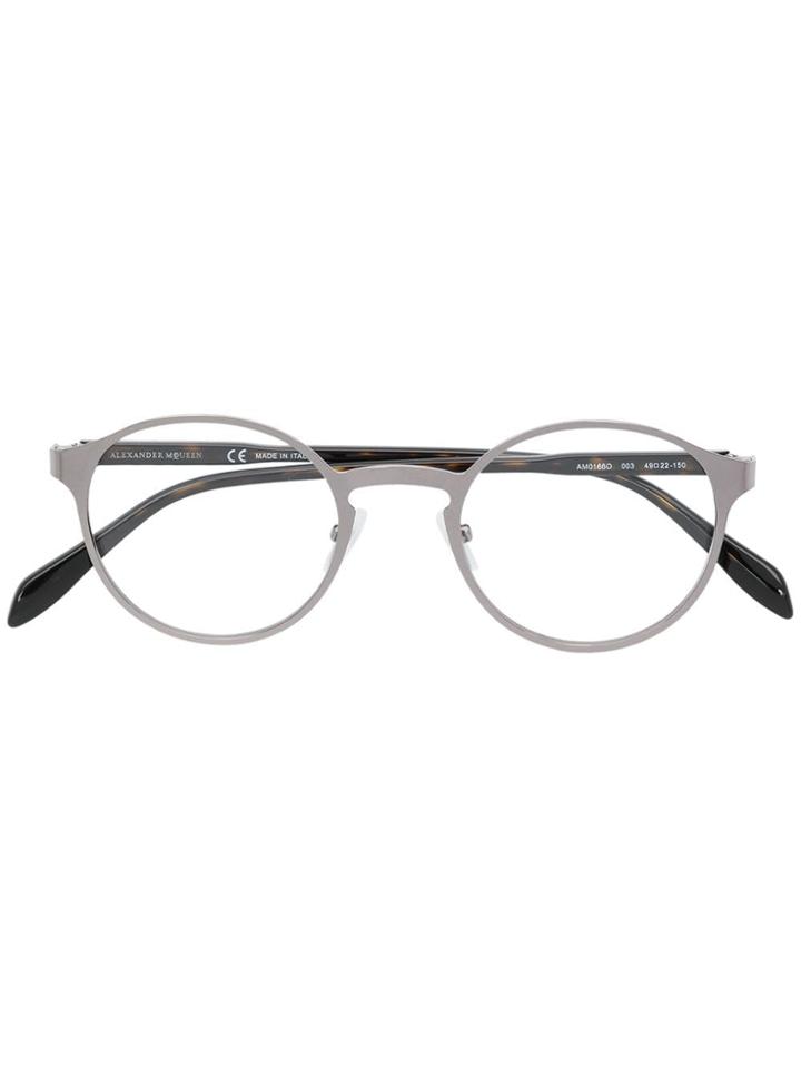 Alexander Mcqueen Eyewear Round Glasses - Silver