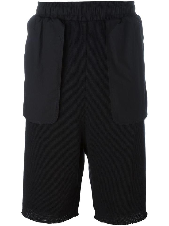 Damir Doma Oversized Pocket Ribbed Shorts, Men's, Size: Large, Black, Cotton/spandex/elastane