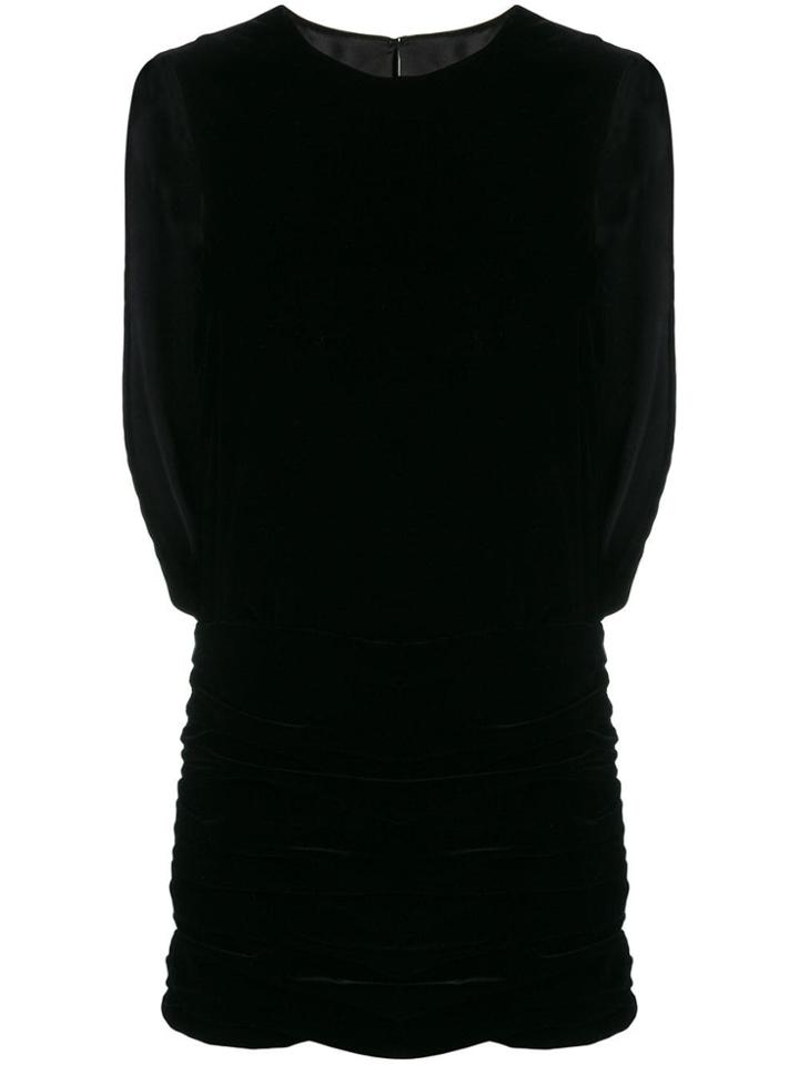 Saint Laurent Draped Velvet Mini Dress - Black
