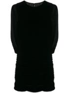 Saint Laurent Draped Velvet Mini Dress - Black