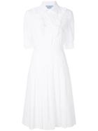 Prada Frill Bib Pleated Dress - White