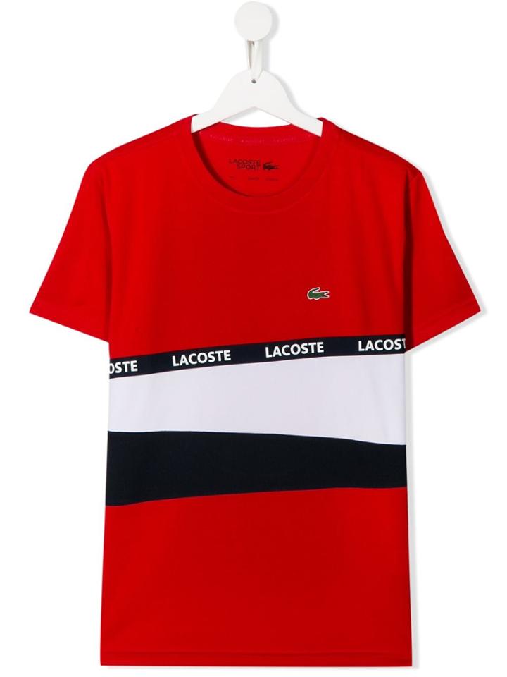 Lacoste Kids Teen Panelled Logo Stripe T-shirt - Red