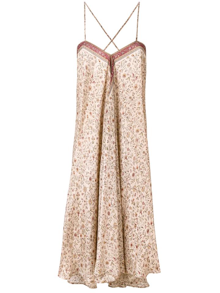 Mes Demoiselles Floral Print Flared Dress - Nude & Neutrals