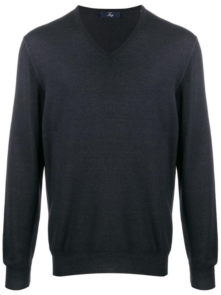 Fay V-neck Fine Knit Jumper - Black