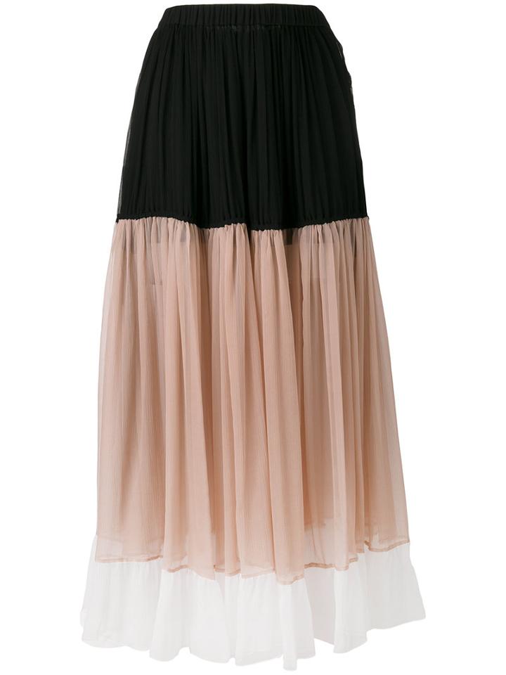 No21 Long Colour-block Skirt, Women's, Size: 40, Black, Silk/acetate