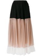 No21 Long Colour-block Skirt, Women's, Size: 40, Black, Silk/acetate