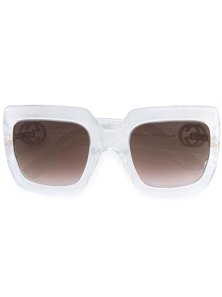 Gucci Eyewear Oversize Square Frame Sunglasses, Women's, Size: 54, White, Acetate