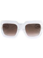 Gucci Eyewear Oversize Square Frame Sunglasses, Women's, Size: 54, White, Acetate