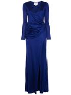 Galvan Allegra Ruched Side High Split Maxi Dress - Blue