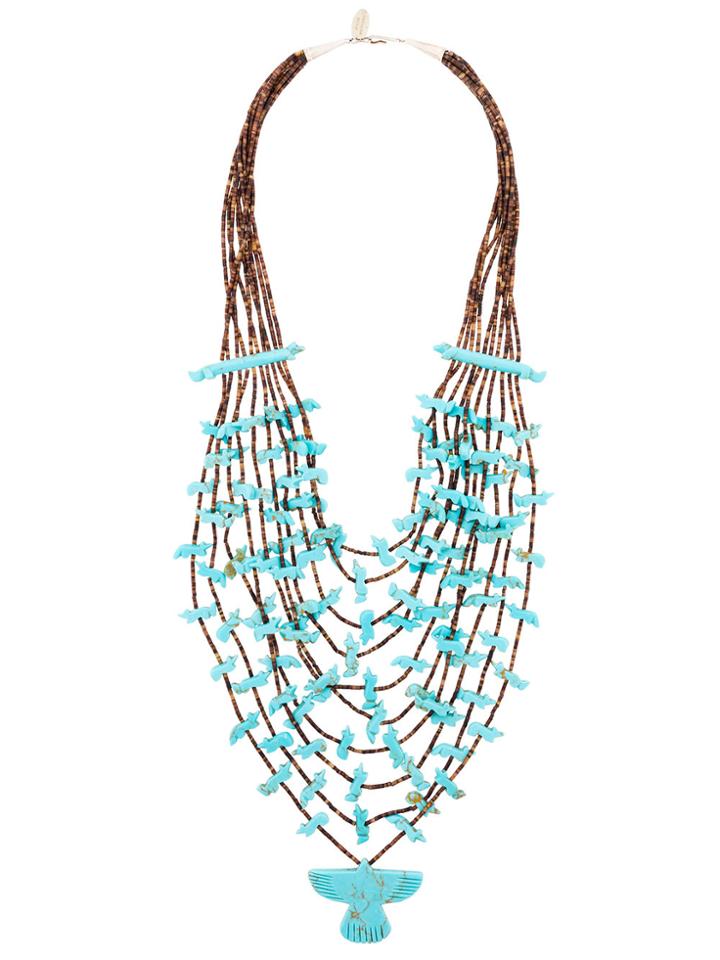 Jessie Western Large Beaded Eagle Necklace - Blue