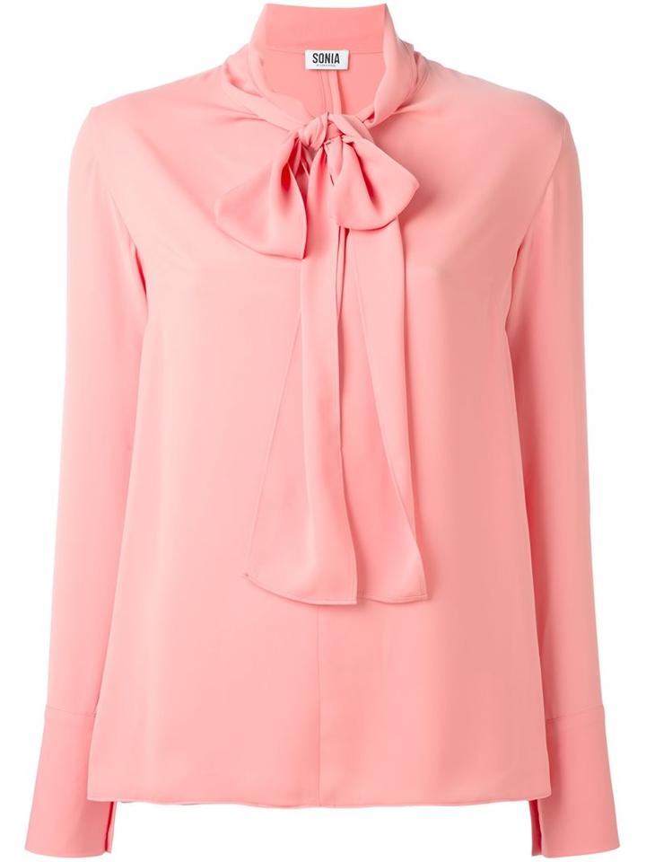 Sonia By Sonia Rykiel Bow Neck Shirt, Women's, Size: 34, Yellow/orange, Polyester