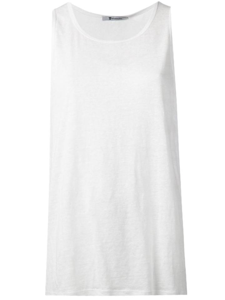 T By Alexander Wang Oversized Tank Top, Women's, Size: Small, White, Silk/linen/flax