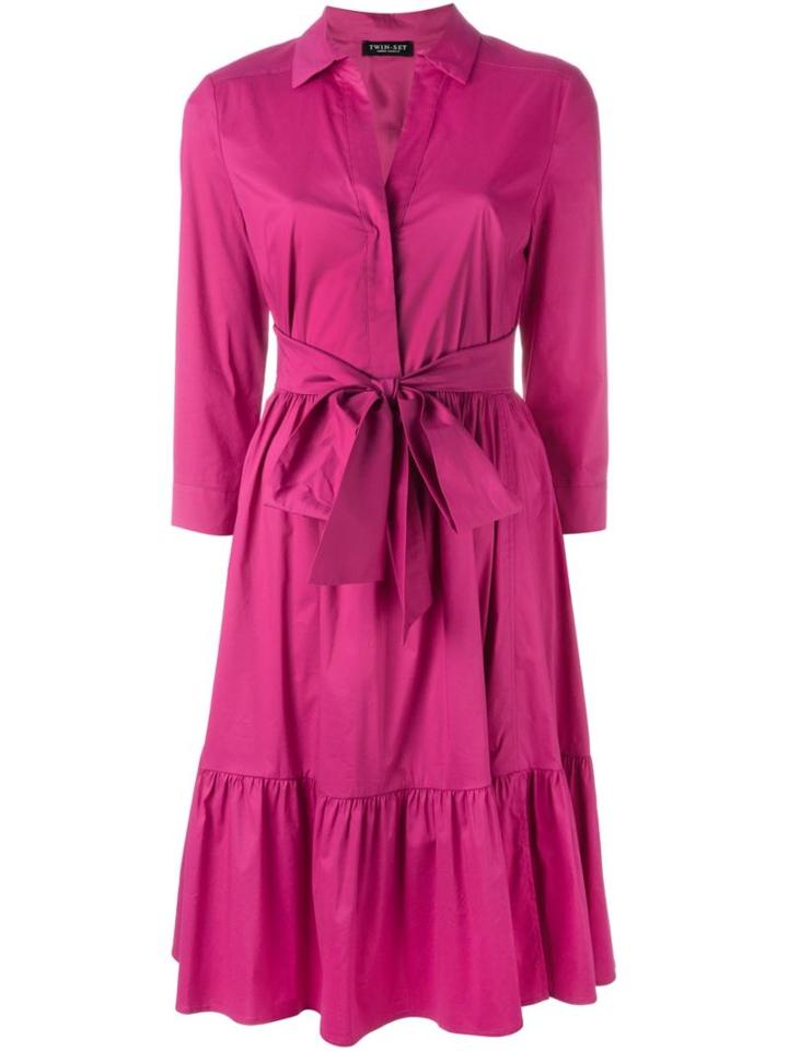 Twin-set Flared Shirt Dress, Women's, Size: Xl, Pink/purple, Cotton/polyamide/spandex/elastane